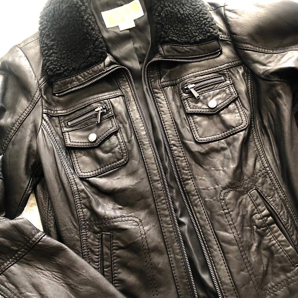 Michael Kors Leather Moto Jacket
